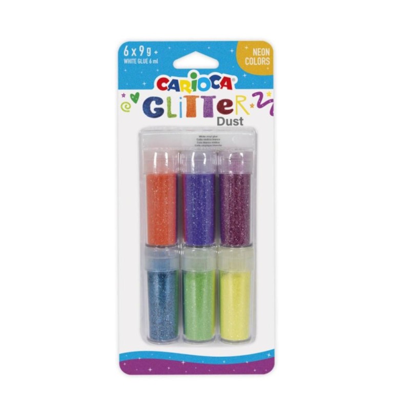 Poudre GLITTER Neon Dust 9 Gr 6 Pièces CARIOCA 52017